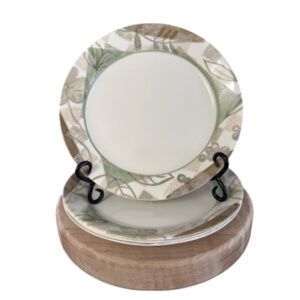 Set of 4 Corelle Vitrelle Dinner Plates | Green Botanical | Made in USA